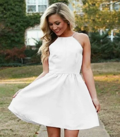 Simple A Line Square Neck Backless Spaghetti Straps White Short Homecoming Dresses cg2630 Simple A Line Square Neck Backless Spaghetti Straps White Short Homecoming Dresses cg2630