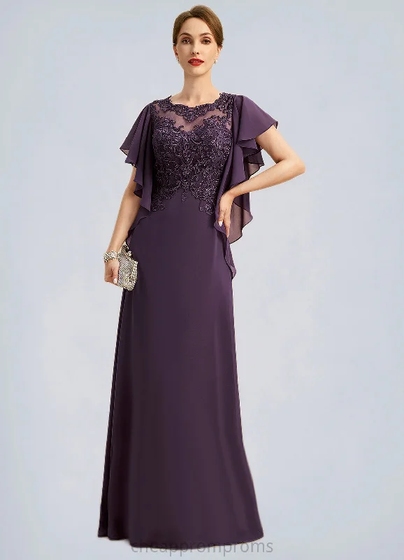 Bella A-line Scoop Illusion Floor-Length Chiffon Lace Mother of the Bride Dress STIP0021839 Bella A-line Scoop Illusion Floor-Length Chiffon Lace Mother of the Bride Dress STIP0021839