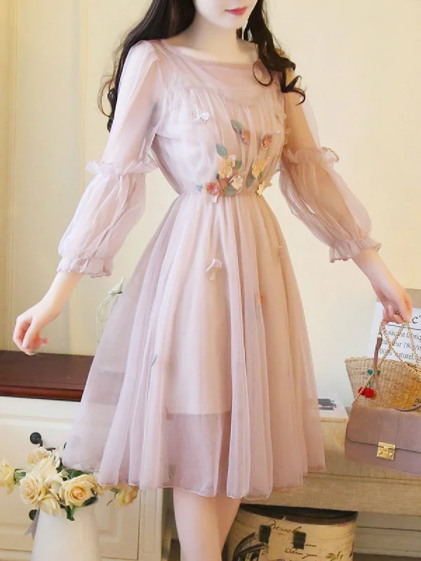SWEET SOLID COLOR SEE-THROUGH RUFFLE EMBROIDERY DOUBLE DAY homecoming DRESSES cg2061 SWEET SOLID COLOR SEE-THROUGH RUFFLE EMBROIDERY DOUBLE DAY homecoming DRESSES cg2061