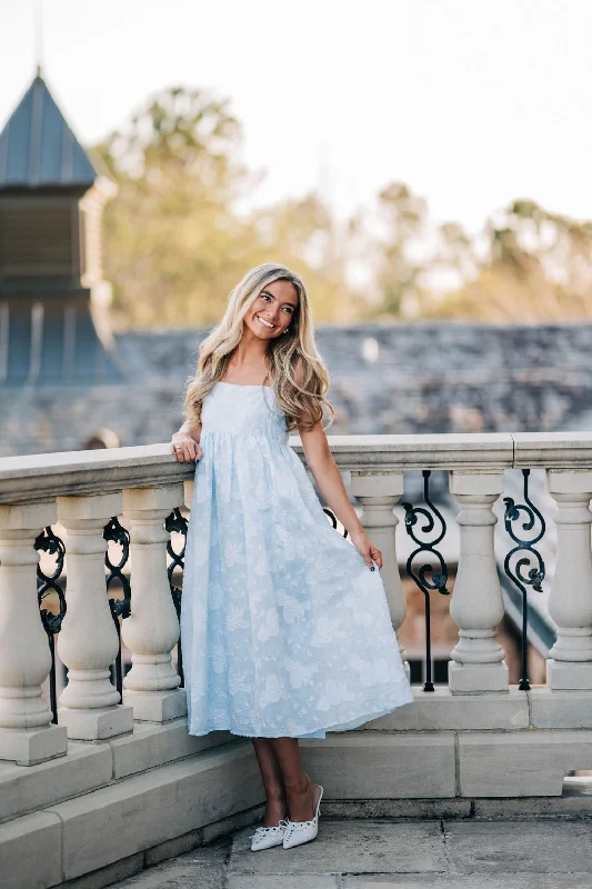 The Beatrice Floral Dress - Baby Blue