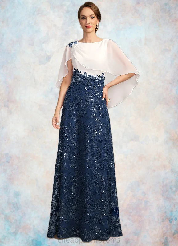 Nayeli A-line Scoop Floor-Length Chiffon Lace Sequin Mother of the Bride Dress With Pleated STIP0021919 Nayeli A-line Scoop Floor-Length Chiffon Lace Sequin Mother of the Bride Dress With Pleated STIP0021919