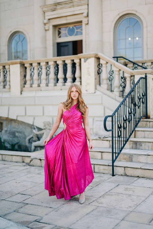 Night Out Metallic Dress - Fuchsia