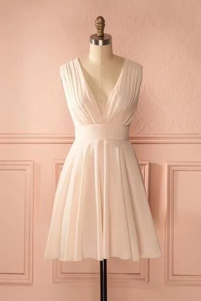 Deep V Neck Chiffon Homecoming Dress cg3814