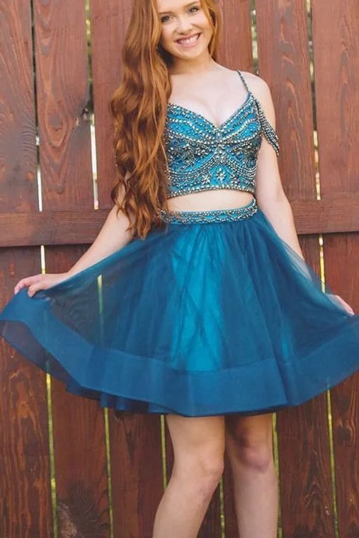 Two Piece Homecoming Dresses, Navy Blue Homecoming Dresses, Beaded Dancing Dresses cg1980 Two Piece Homecoming Dresses, Navy Blue Homecoming Dresses, Beaded Dancing Dresses cg1980
