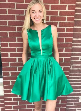Simple Sleeveless Backless Homecoming Dresses,A Line Cocktail Dresses  cg1945