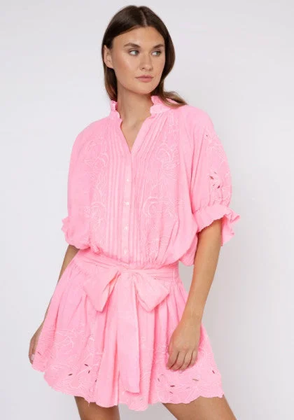 Tonal Blouson Dress With Cut Out Embroidery Candy