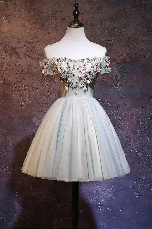 Cute Tulle Off Shoulder Short homecoming Dress, Homecoming Dress cg2051