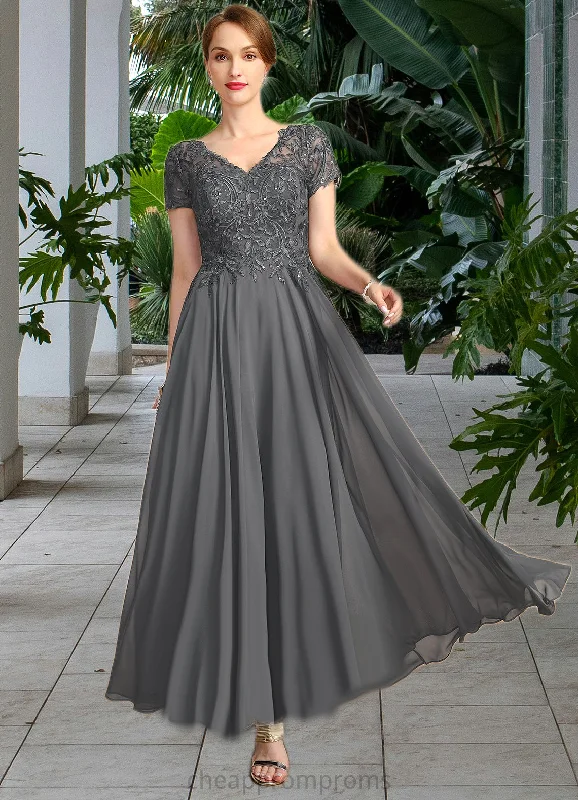 Ruby A-line V-Neck Illusion Ankle-Length Chiffon Lace Mother of the Bride Dress With Sequins STIP0021830 Ruby A-line V-Neck Illusion Ankle-Length Chiffon Lace Mother of the Bride Dress With Sequins STIP0021830