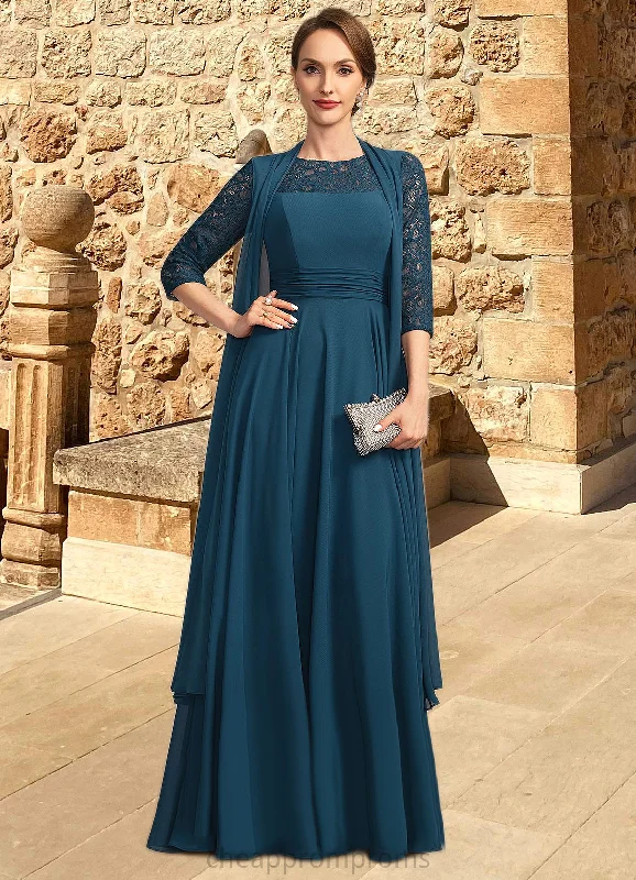 Imani A-line Scoop Illusion Floor-Length Chiffon Lace Mother of the Bride Dress With Pleated STIP0021866 Imani A-line Scoop Illusion Floor-Length Chiffon Lace Mother of the Bride Dress With Pleated STIP0021866