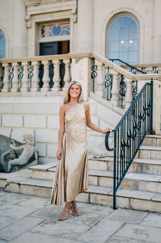 Night Out Metallic Dress - Gold/Champagne