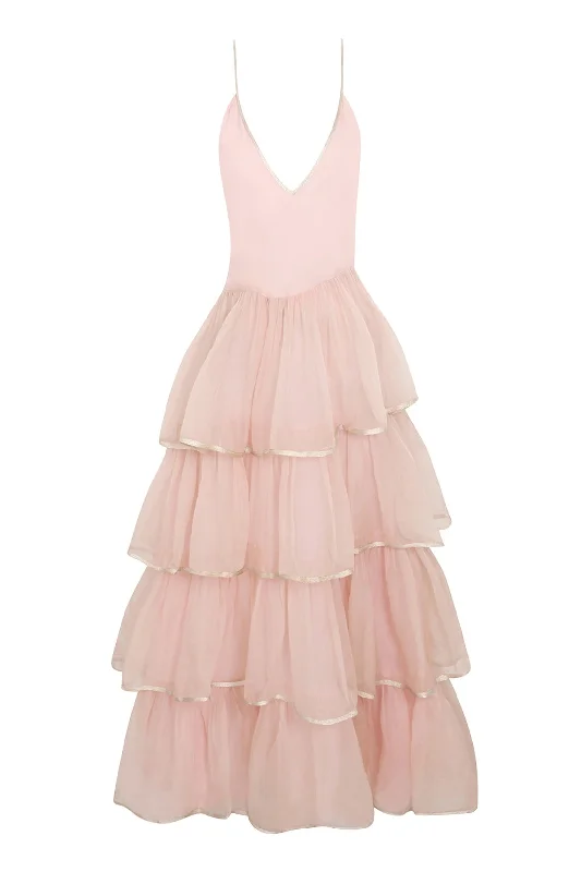 1940s Tiered Pink Tulle Dress