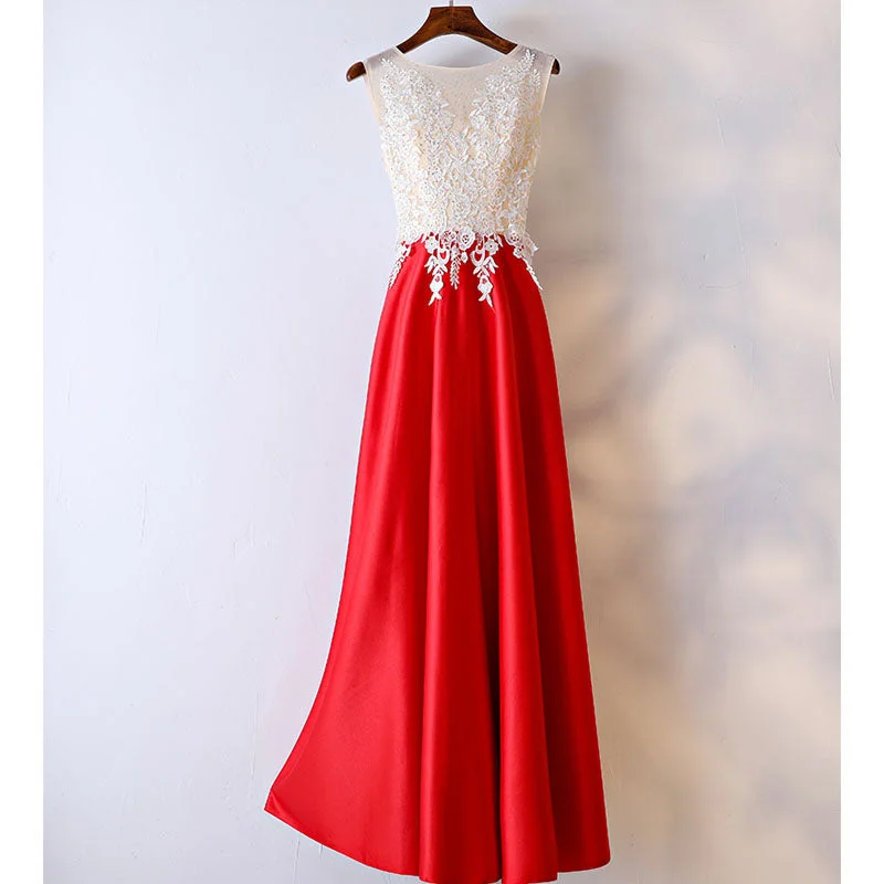 Red Formal Simple Teenager Cheap Long Prom Dresses, BGP017