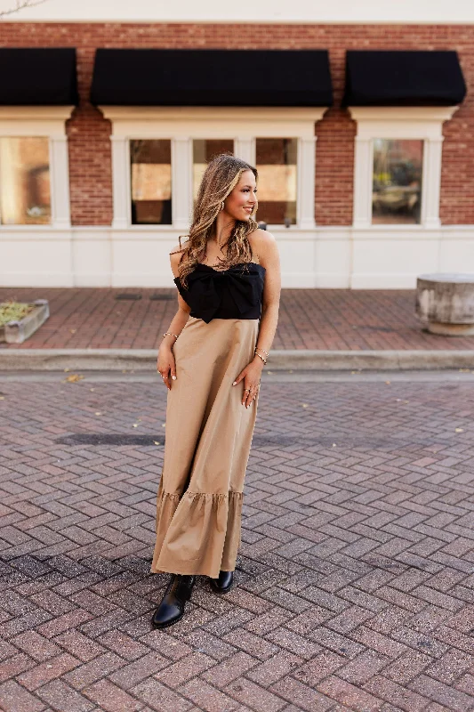 The Bow Dress - Black/Mocha