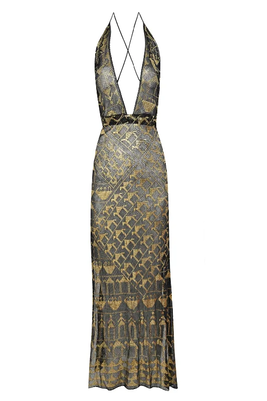 1920s Gold Egyptian Dress