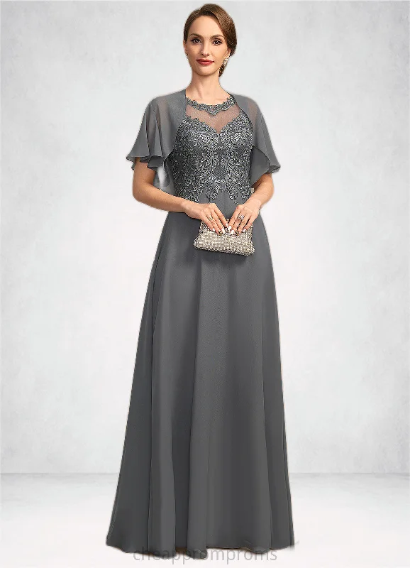 Amya A-line Scoop Illusion Floor-Length Chiffon Lace Mother of the Bride Dress With Sequins STIP0021921 Amya A-line Scoop Illusion Floor-Length Chiffon Lace Mother of the Bride Dress With Sequins STIP0021921