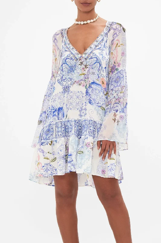A-Line Gathered Panel Dress Paint Me Positano