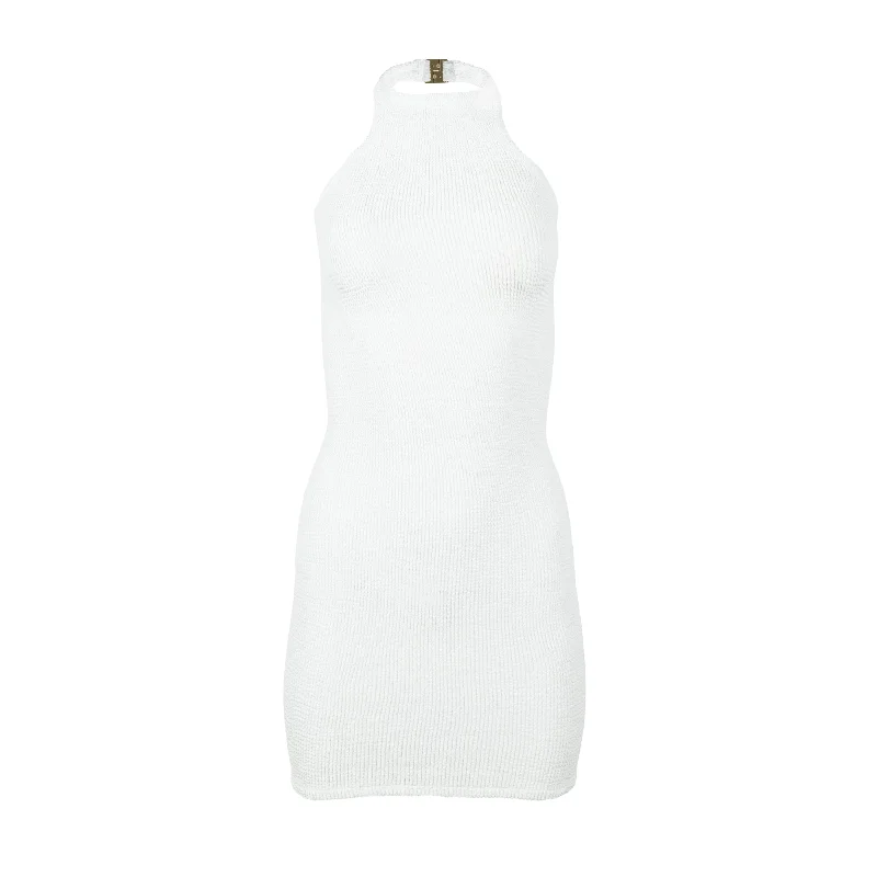 Polly Dress Crinkle White