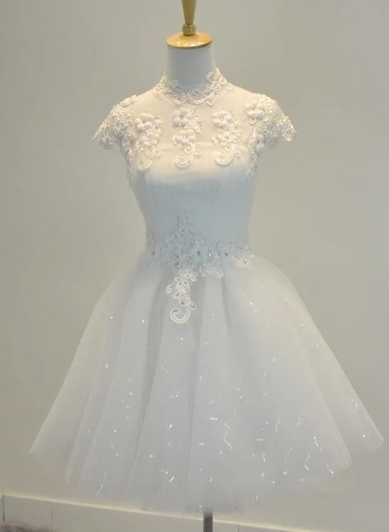 Lovely White Short Homecoming Dresses, Teen Graduation Dresses, White Tulle homecoming Dresses cg2297 Lovely White Short Homecoming Dresses, Teen Graduation Dresses, White Tulle homecoming Dresses cg2297