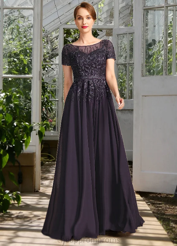 Daphne A-line Scoop Illusion Floor-Length Chiffon Lace Mother of the Bride Dress With Sequins STIP0021828 Daphne A-line Scoop Illusion Floor-Length Chiffon Lace Mother of the Bride Dress With Sequins STIP0021828