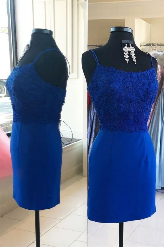 tight royal blue party homecoming dress with straps  cg4563