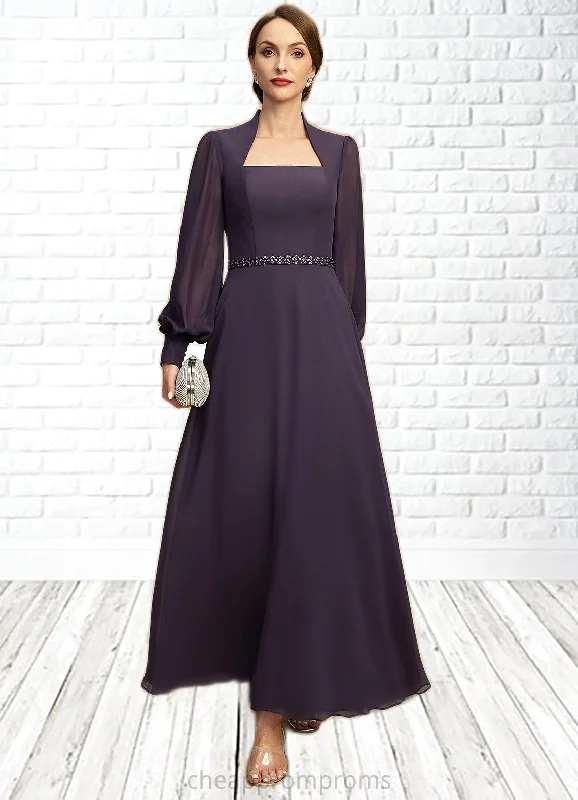Eleanor A-line Queen Anne Ankle-Length Chiffon Mother of the Bride Dress With Beading Sequins STIP0021805 Eleanor A-line Queen Anne Ankle-Length Chiffon Mother of the Bride Dress With Beading Sequins STIP0021805