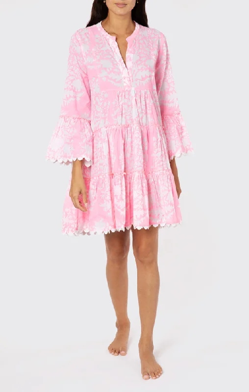 Flared Sleeve Dress In Palladio Print Lipstick