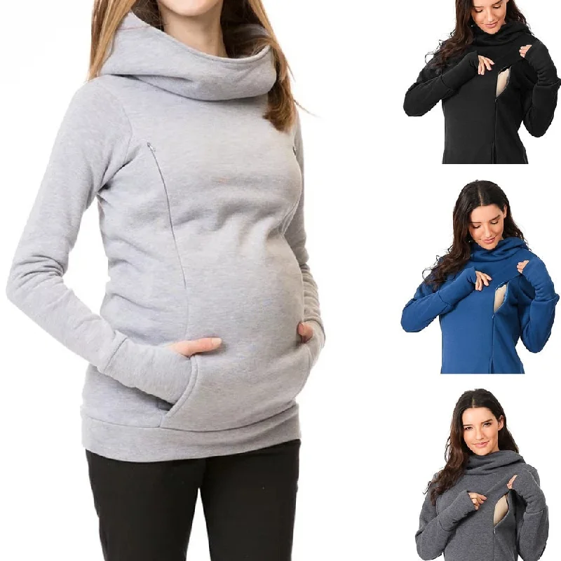 2019 New Women Mom Pregnant clothes blouse ropa de mujer shirt maternity Nursing Maternity Long Sleeved Hooded Clothe Aug2 Cozy Plain Short Sleeve