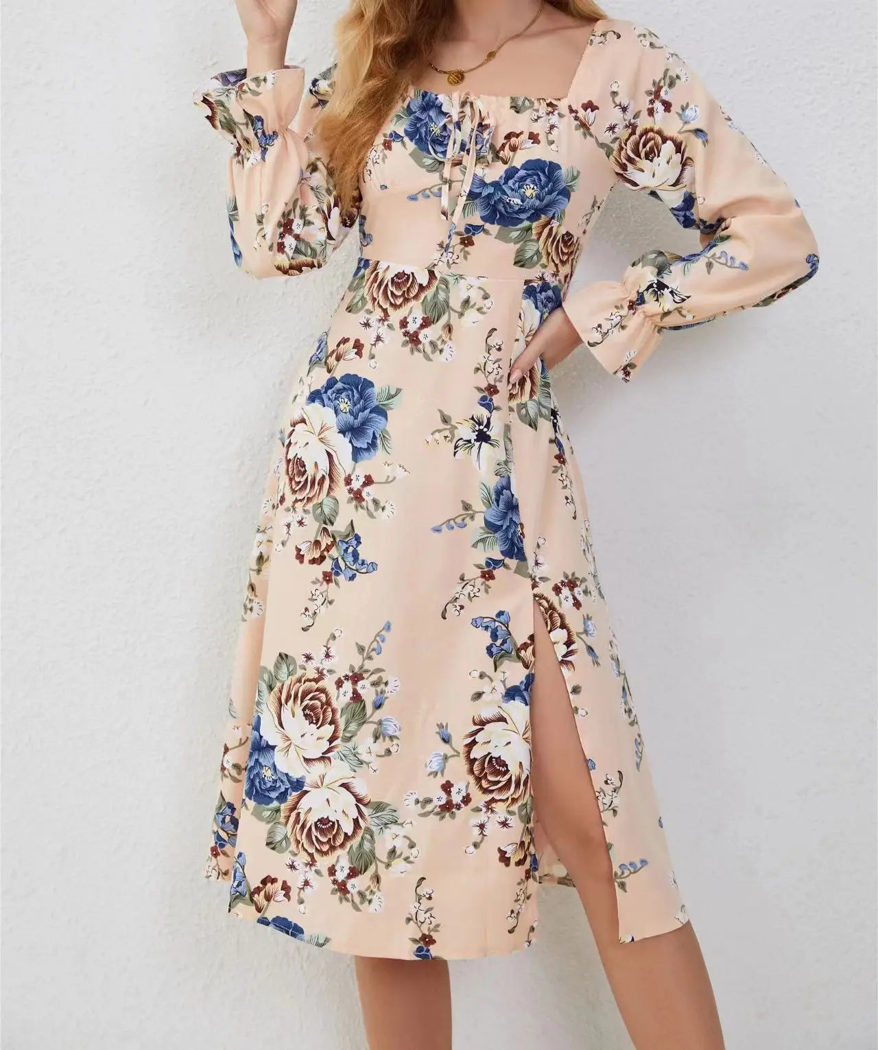 Autumn Winter New Elegant Casual Streetwear Y2K Midi Dresses Elegant Floral Appliqué Midi Dress