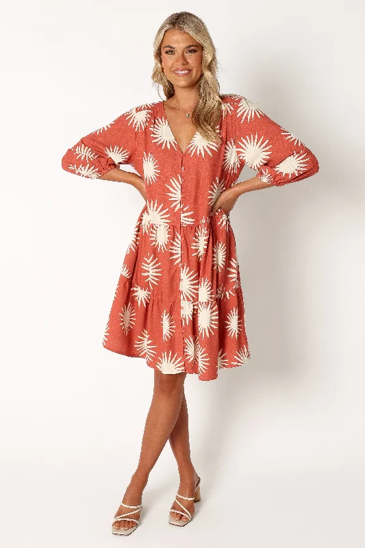 Bennet Long Sleeve Mini Dress - Ida Print Elegant Sequin Mini Dress