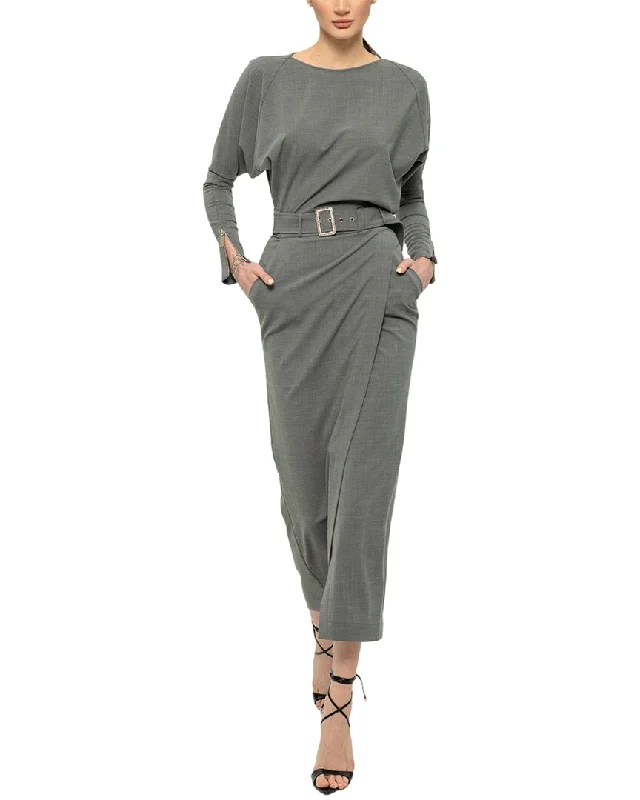 BGL Wool-Blend Midi Dress Comfortable Casual Midi Dress