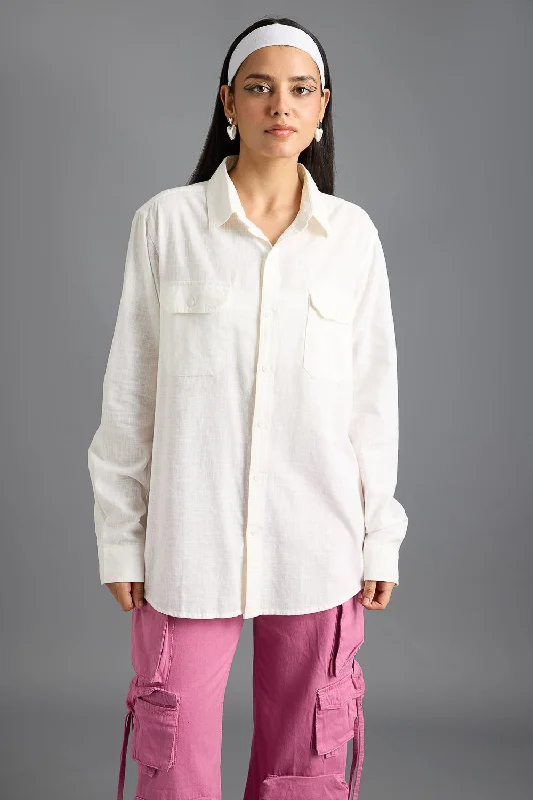 Blaze White Solid Women's Shirt Cozy Cotton Short Tee