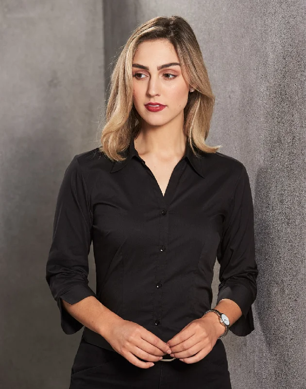 BS07Q Women's Teflon Executive 3/4 Sleeve Shirt Comfortable Pocket Short Shirt