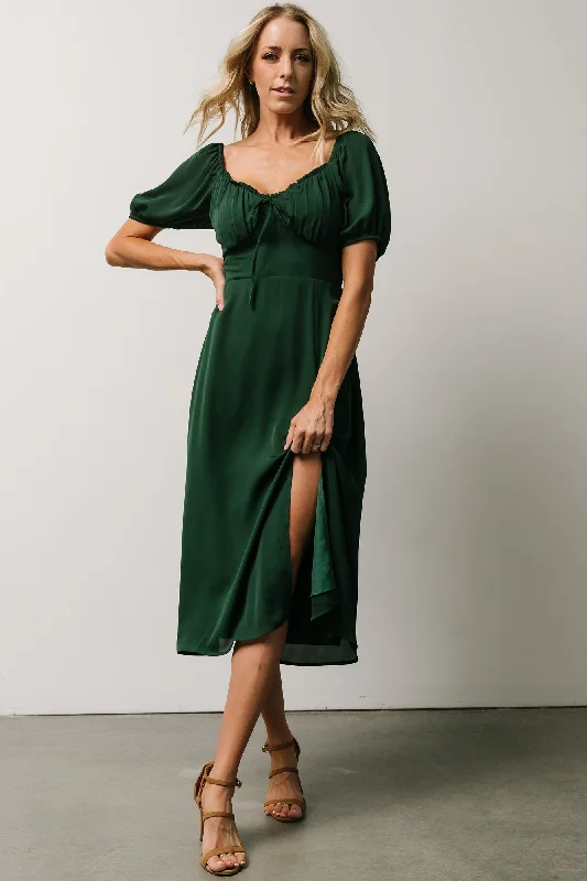 Cadence Midi Dress | Green Elegant Sleeveless Midi Dress