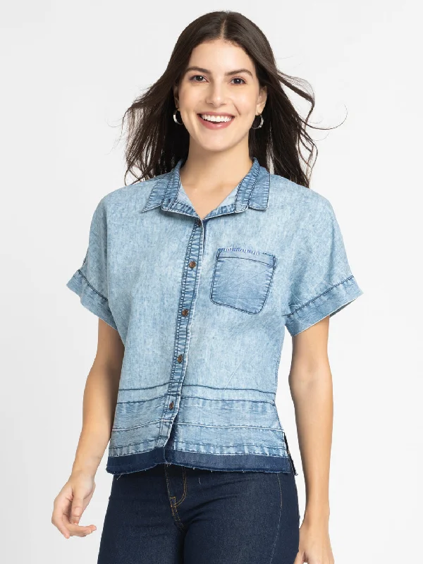 Dakota Denim Shirt Casual Boxy Short Shirt