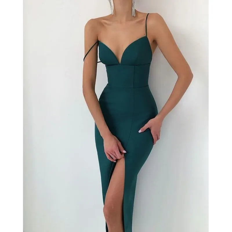 DressBetty - 2024 Elegant High Slit Bodycon Spaghetti Straps Corset Midi Dress Fashionable Casual Midi Dress