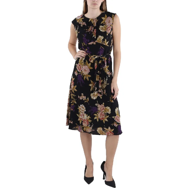 Lauren Ralph Lauren Womens Floral Print Knee-Length Mini Dress Fashionable Mini Dress with Pockets