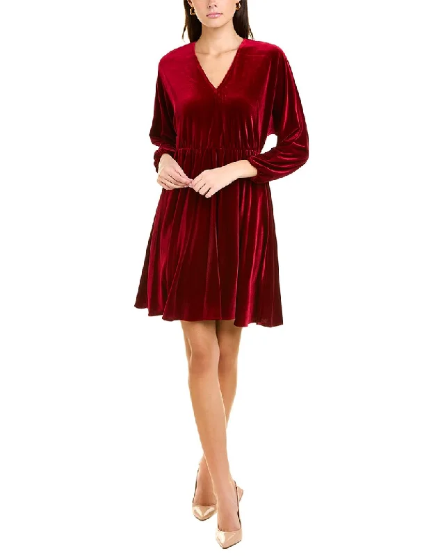 London Times V-Neck Velvet Mini Dress Elegant Satin Lace Mini Dress