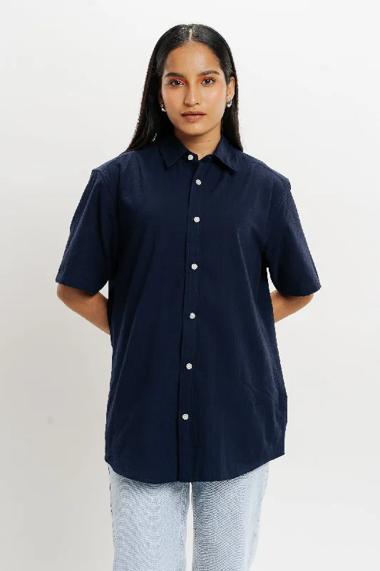 Regular Fit Short Sleeve Shirt Elegant Draped Short Shirt