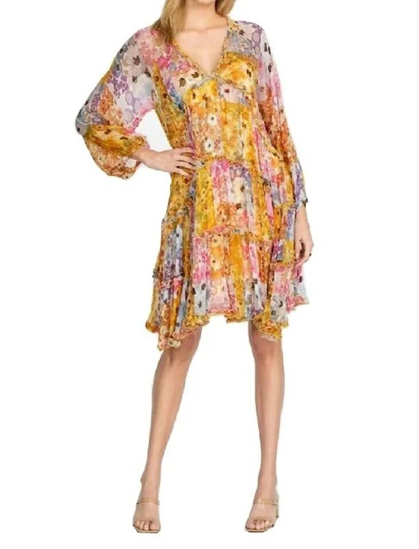 Renee Mini Dress in Multi Comfortable Wrap Mini Dress