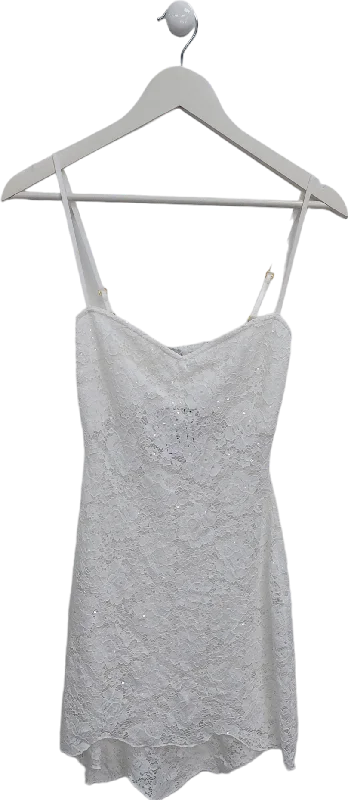 SLA the label White Lace Sequin Mini Dress UK XS Classic Solid Mini Dress