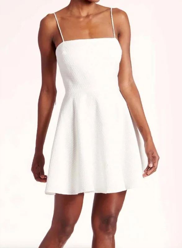 Starlett Tie Strap Mini Dress in White Stylish Spaghetti Strap Mini Dress