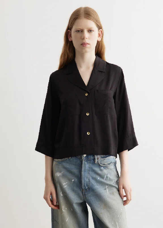 Washed Satin Shirt Cozy Summer Short Shirt