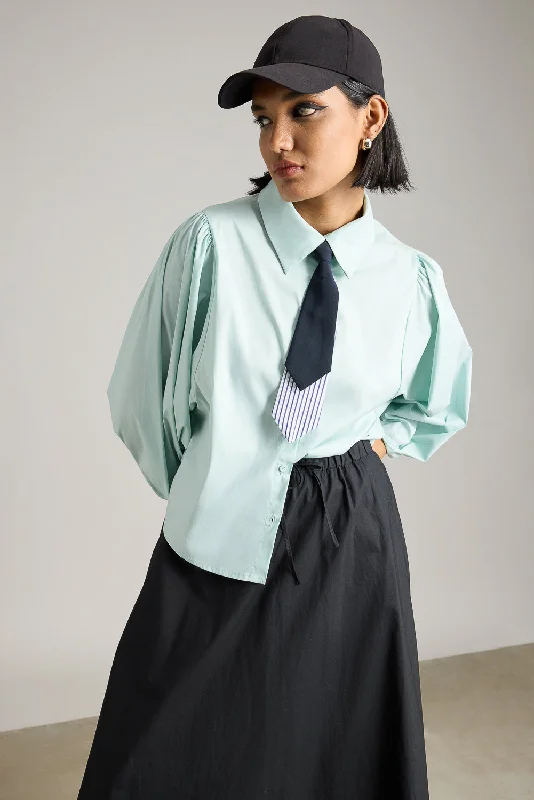 Oversized Shirt With Tie Trendy Print Short Sleeve