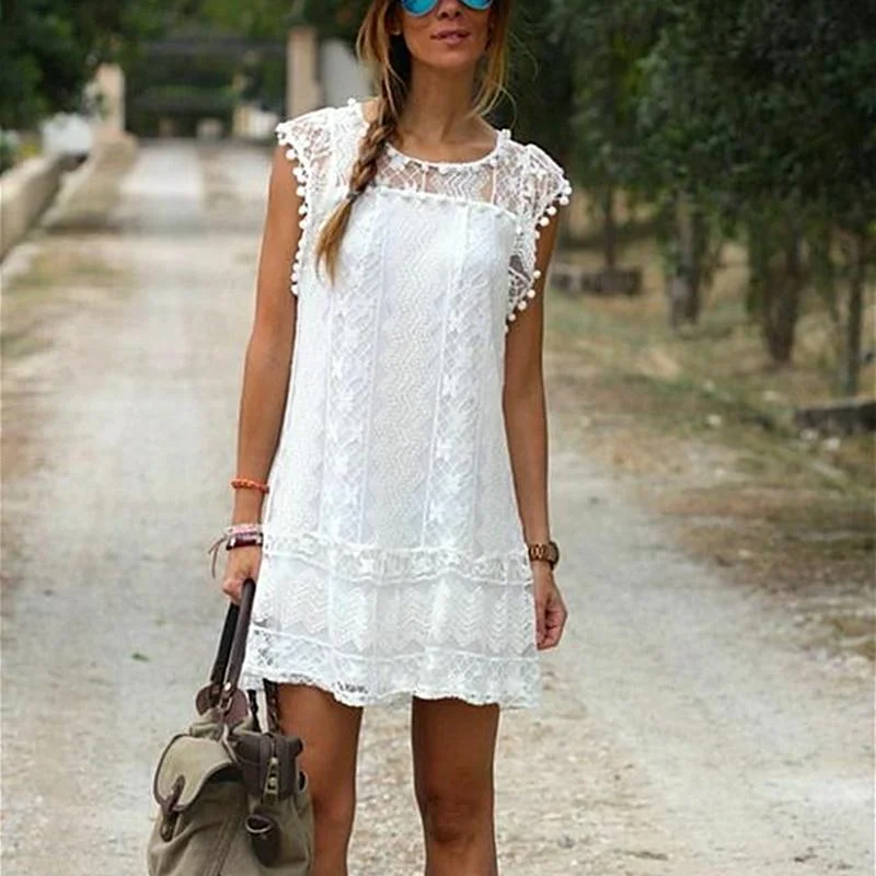 FashionSierra - Women Summer Short Mini Dress Lace Chiffon Dress Stylish Button-Down Mini Dress FashionSierra - Women Summer Short Mini Dress Lace Chiffon Dress Stylish Button-Down Mini Dress