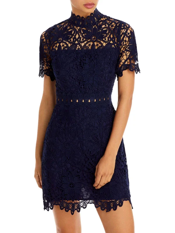 Womens Lace Short Mini Dress Elegant Off-Shoulder Dress Mini