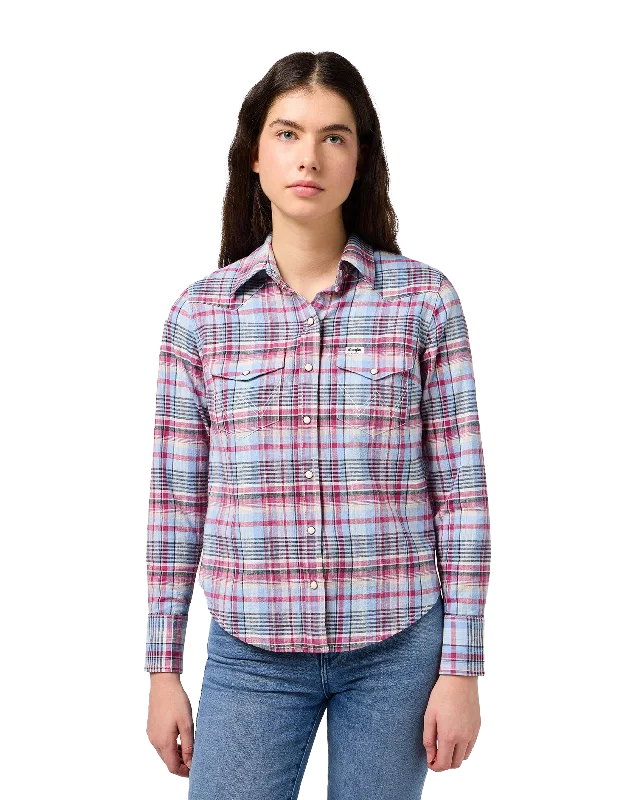 Western Shirt in Violet Quartz Relaxed Fit Short Blouse