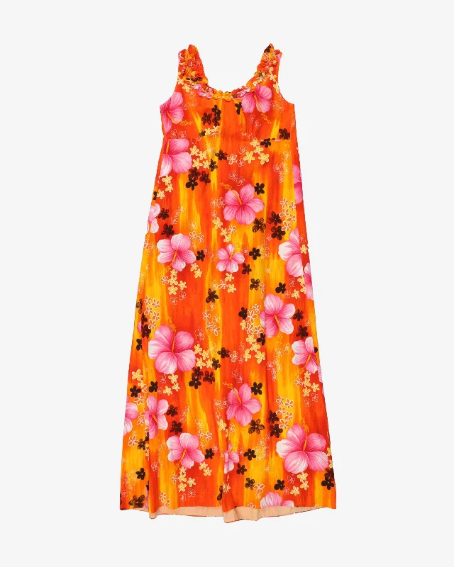 1970s Hawaiian orange floral maxi dress - XS / S Classic Strapless Maxi Dress