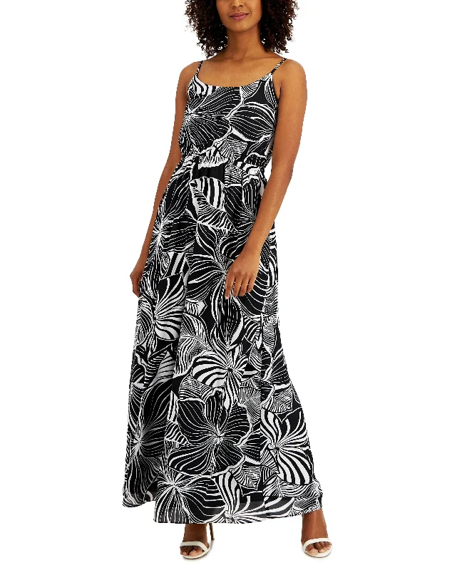 Anne Klein Petite Printed Maxi Dress Elegant Pleated Maxi Dress