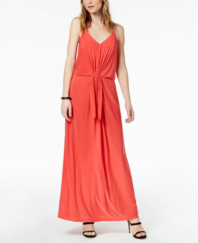 Bar III Tie Waist Maxi Dress Fashionable Halter Neck Maxi Dress