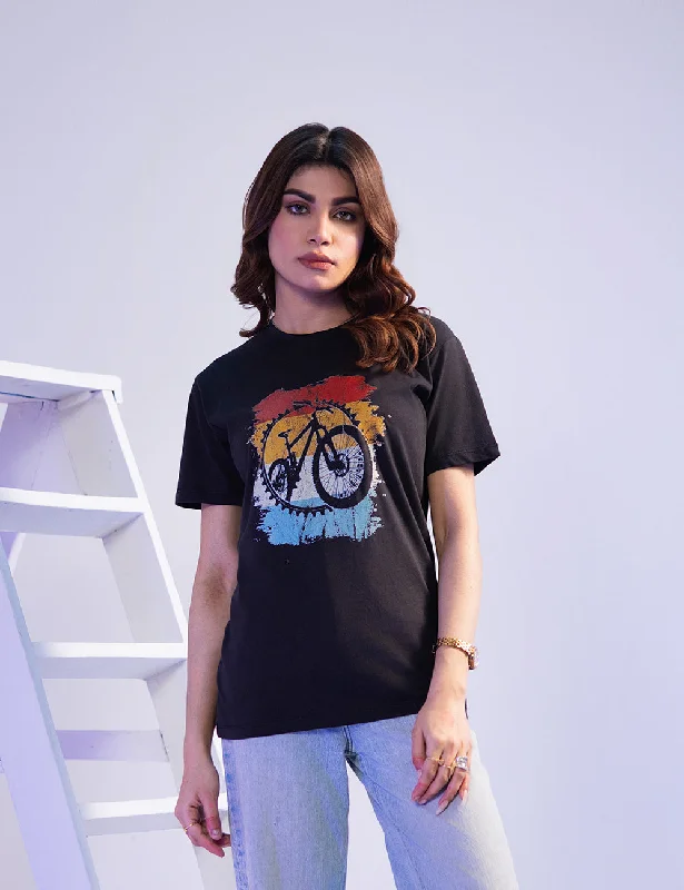 Bicycle Graphic Women T-Shirt Oversized T-Shirt Spandex breathable